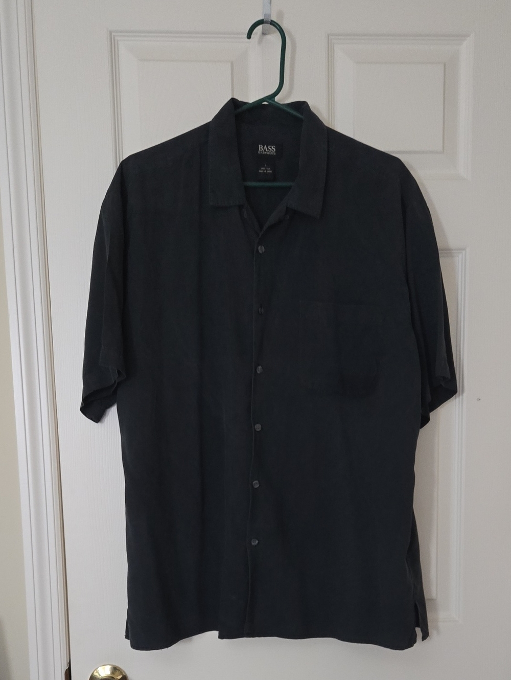 Men Bass Men’s Black Short-Sleeve Button-Down Shirt